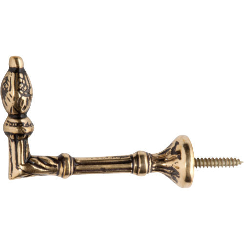 Curtain Tie Back Hook Ornate Polished Brass P70mm in Polished Brass