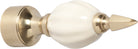 Curtain Finial White Porcelain Fluted Polished Brass ID19mm in Polished Brass