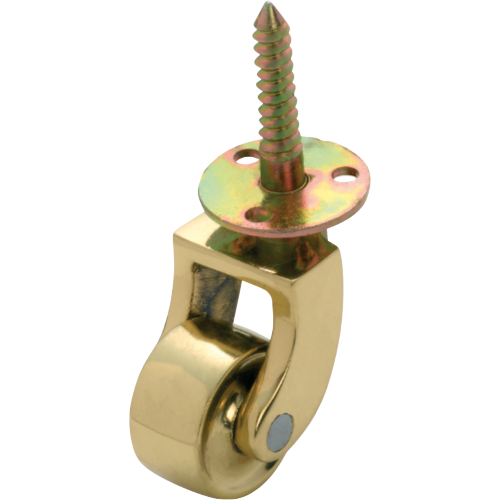 Castor Screw Plate Brass Wheel Polished Brass D25mm in Brass
