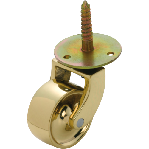 Castor Screw Plate Brass Wheel Polished Brass D38mm in Brass