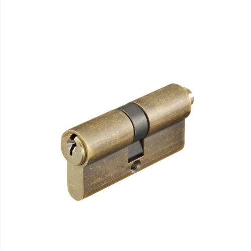 Euro Double Cylinder, 70mm Length in Rustic Brass