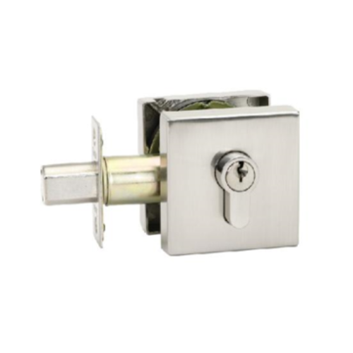 Triad Square Slimline Deadbolt, Single Cylinder in Brushed Nickel