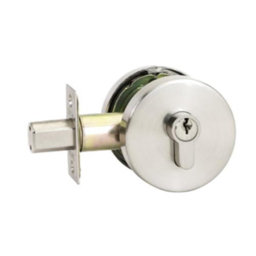 Triad Round Slimline Deadbolt, Single Cylinder in Brushed Nickel