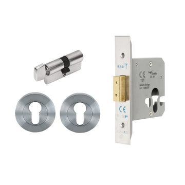 Square Deadbolt Kit, Includes 1135, 7020 & 1148 (70mm Key/Turn) in Satin Chrome