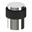 Stylish stainless steel door stop from Style Finish Doorware, mounted on a door to prevent slipping or damage.