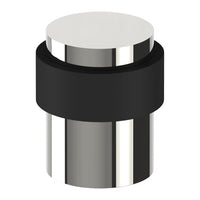 Stylish stainless steel door stop from Style Finish Doorware, mounted on a door to prevent slipping or damage.