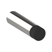 Style Finish Doorware 008 door stop in polished stainless steel, mounted on a door to prevent movement.