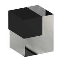 Style Finish Doorware 025 door stop in polished stainless steel, mounted on a door to prevent movement.