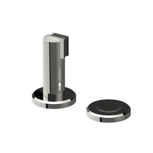 530 Door Stop and Door Holder,  Magnetic, Floor Mounted or Wall Mounted, 25mm diam. x 76mm on 50mm diam backplate. Strike is 50mm diam. x 10mm. in Polished Stainless