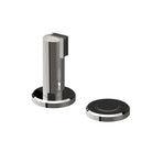 Stylish 530 Magnetic Door Stop and Holder by Style Finish Doorware mounted on a door with a chrome finish.