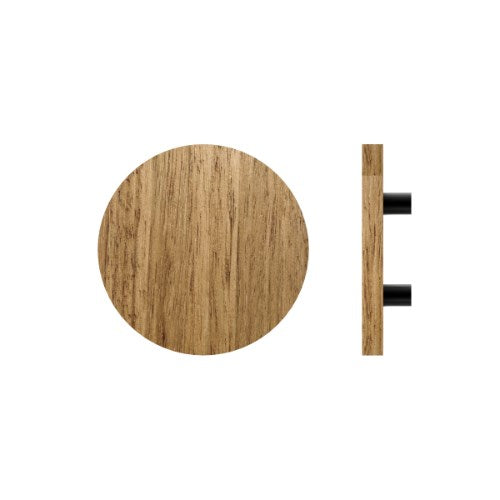Single T01 Timber Entrance Pull Handle, Tasmanian Oak, Ø300mm x Projection 68mm, Coated in Raw Timber (ready to stain or paint) in Tasmanian Oak / Powder Coat