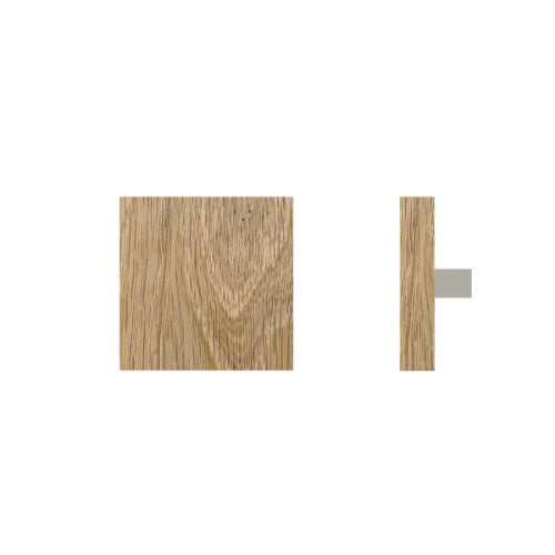 Single T03 Timber Entrance Pull Handle, American White Oak, 150mm x 150mm x Projection 68mm, Coated in Raw Timber (ready to stain or paint) in White Oak / Polished Nickel