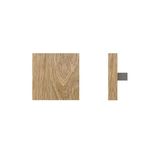 Single T03 Timber Entrance Pull Handle, American White Oak, 150mm x 150mm x Projection 68mm, Coated in Raw Timber (ready to stain or paint) in White Oak / Satin Nickel