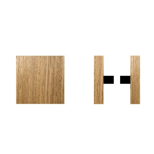 Pair T03 Timber Entrance Pull Handle, Tasmanian Oak, Back to Back Pair, 150mm x 150mm x Projection 68mm, Coated in Raw Timber (ready to stain or paint) in Tasmanian Oak / Powder Coat