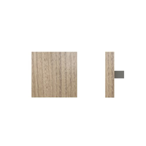 Single T03 Timber Entrance Pull Handle, Victorian Ash, 150mm x 150mm x Projection 68mm, Coated in Raw Timber (ready to stain or paint) in Victorian Ash / Satin Nickel