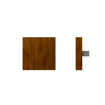 Single T03 Timber Entrance Pull Handle, American Walnut, 150mm x 150mm x Projection 68mm, Coated in Raw Timber (ready to stain or paint) in Walnut / Satin Nickel