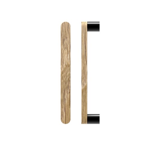 Single T05 Timber Entrance Pull Handle, American White Oak, CTC800mm, H832mm x W32mm x D19mm x Projection 57mm, Coated in Raw Timber (ready to stain or paint) in White Oak / Powder Coat