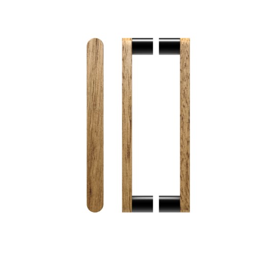Pair T05 Timber Entrance Pull Handle, Tasmanian Oak, Back to Back Pair, CTC800mm, H832mm x W32mm x D19mm x Projection 57mm, Coated in Raw Timber (ready to stain or paint) in Tasmanian Oak / Powder Coat