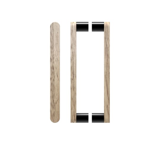 Pair T05 Timber Entrance Pull Handle, Victorian Ash, Back to Back Pair, CTC800mm, H832mm x W32mm x D19mm x Projection 57mm, Coated in Raw Timber (ready to stain or paint) in Victorian Ash / Powder Coat