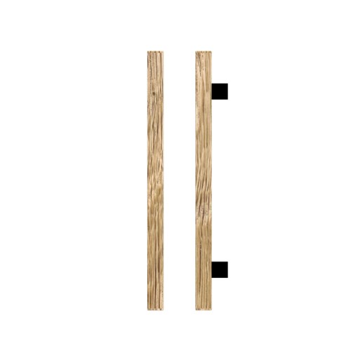 Single T06-25 Timber Entrance Pull Handle, American White Oak, CTC600mm, H800mm x 25mm x 25mm x Projection 70mm, Coated in Raw Timber (ready to stain or paint) in White Oak / Powder Coat