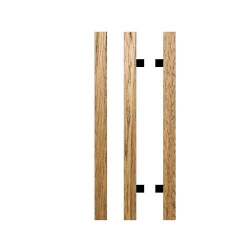 Pair T07 Timber Entrance Pull Handle, Tasmanian Oak, Back to Back Pair, CTC800mm, H1000mm x 40mm x 40mm x Projection 85mm, Coated in Raw Timber (ready to stain or paint) in Tasmanian Oak / Powder Coat