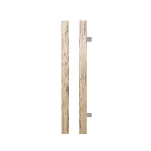 Single T07 Timber Entrance Pull Handle, Victorian Ash, CTC800mm, H1000mm x 40mm x 40mm x Projection 85mm, Coated in Raw Timber (ready to stain or paint) in Victorian Ash / Polished Nickel