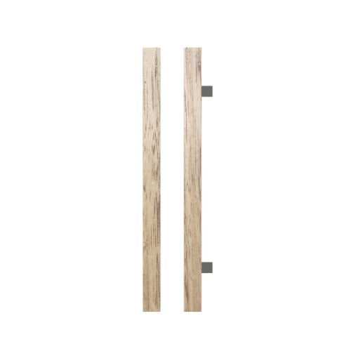 Single T07 Timber Entrance Pull Handle, Victorian Ash, CTC800mm, H1000mm x 40mm x 40mm x Projection 85mm, Coated in Raw Timber (ready to stain or paint) in Victorian Ash / Satin Nickel