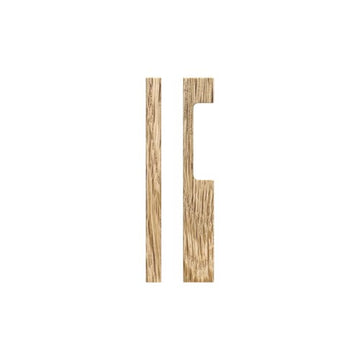 Single T09 Timber Entrance Pull Handle, American White Oak, CTC 400. H450mm x W30mm x D60mm, Coated in Raw Timber (ready to stain or paint) in White Oak