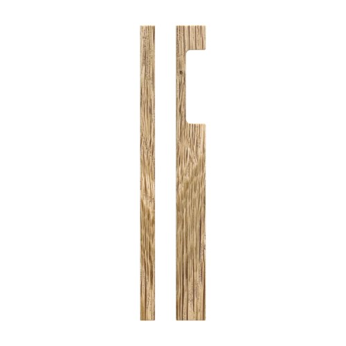 Single T09 Timber Entrance Pull Handle, American White Oak, CTC600. H650mm x W30mm x D60mm, Coated in Raw Timber (ready to stain or paint) in White Oak