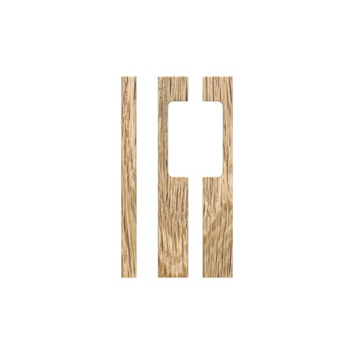 Pair T09 Timber Entrance Pull Handle, American White Oak, CTC 400. Back to Back Pair, H450mm x W30mm x D60mm, Coated in Raw Timber (ready to stain or paint) in White Oak