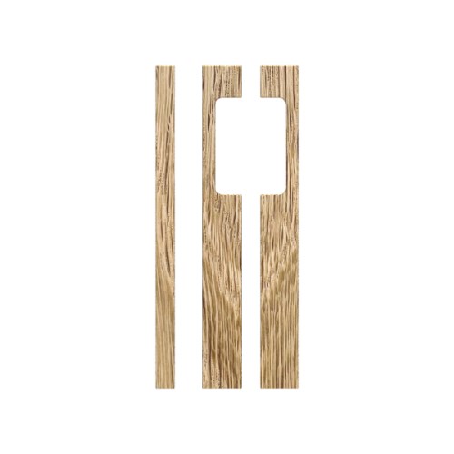 Pair T09 Timber Entrance Pull Handle, American White Oak, Back to Back Pair, CTC500. H550mm x W30mm x D60mm, Coated in Raw Timber (ready to stain or paint) in White Oak