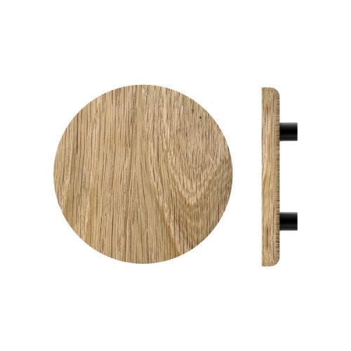 Single T11 Timber Entrance Pull Handle, American Oak, Ø300mm x Projection 68mm, Coated in Raw Timber (ready to stain or paint) in White Oak / Powder Coat