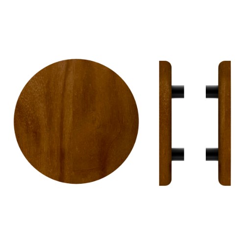 Pair T11 Timber Entrance Pull Handle, American Walnut, Back to Back Fixing, Ø300mm x Projection 68mm, Coated in Raw Timber (ready to stain or paint) in Walnut / Powder Coat