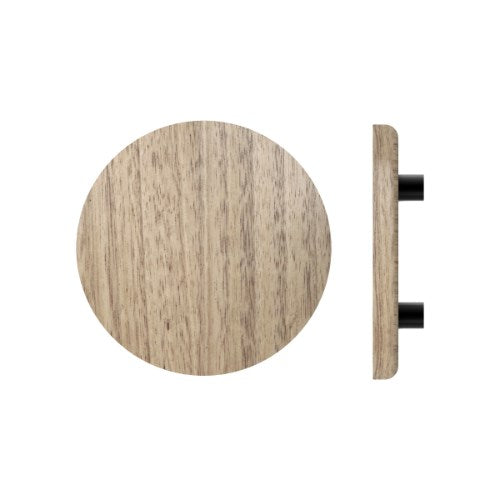 Single T11 Timber Entrance Pull Handle, Victorian Ash, Ø300mm x Projection 68mm, Coated in Raw Timber (ready to stain or paint) in Victorian Ash / Powder Coat