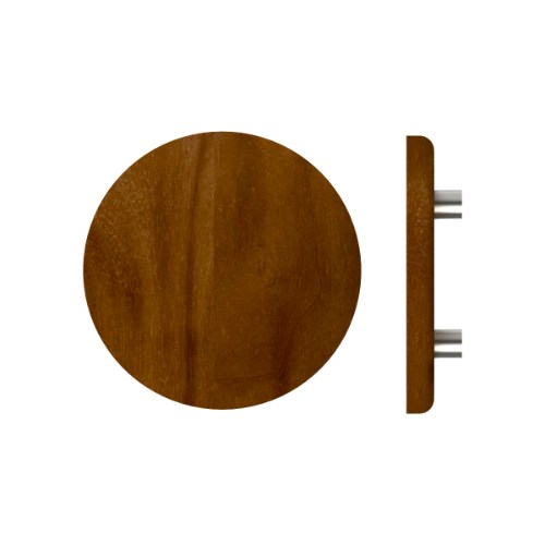 Single T11 Timber Entrance Pull Handle, American Walnut, Ø300mm x Projection 68mm, Coated in Raw Timber (ready to stain or paint) in Walnut / Satin Nickel
