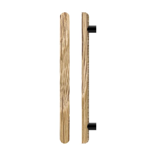 Single T12 Timber Entrance Pull Handle, American White Oak, CTC800mm, H1000mm x Ø40mm x Projection 85mm, Coated in Raw Timber (ready to stain or paint) in White Oak / Powder Coat