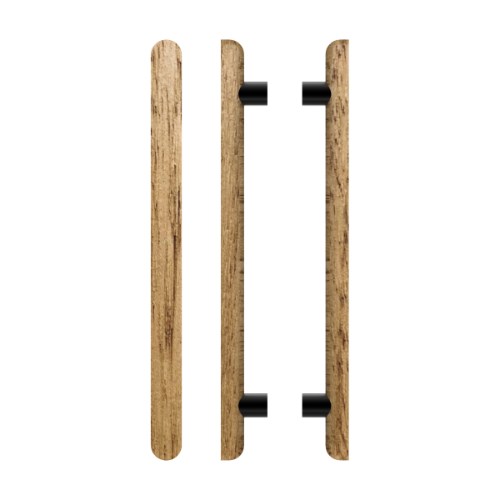 Pair T12 Timber Entrance Pull Handle, Tasmanian Oak, Back to Back Pair, CTC800mm, H1000mm x 40mm x 40mm x Projection 75mm, Coated in Raw Timber (ready to stain or paint) in Tasmanian Oak / Powder Coat