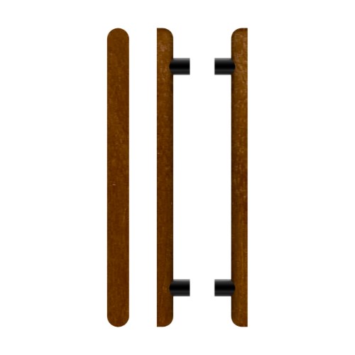 Pair T12 Timber Entrance Pull Handle, American Walnut, Back to Back Pair, CTC800mm, H1000mm x Ø40mm x Projection 85mm, Coated in Raw Timber (ready to stain or paint) in Walnut / Powder Coat