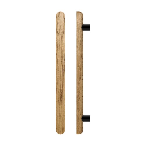 Single T12 Timber Entrance Pull Handle, Tasmanian Oak, CTC800mm, H1000mm x 40mm x 40mm x Projection 75mm, Coated in Raw Timber (ready to stain or paint) in Tasmanian Oak / Powder Coat