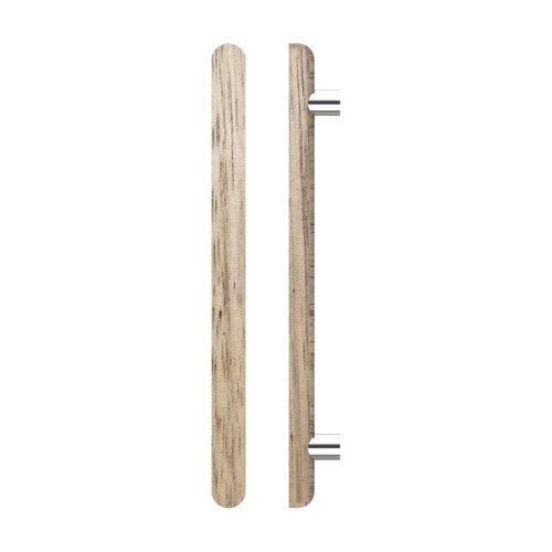 Single T12 Timber Entrance Pull Handle, Victorian Ash, CTC800mm, H1000mm x 40mm x 40mm x Projection 75mm, Coated in Raw Timber (ready to stain or paint) in Victorian Ash / Polished Nickel