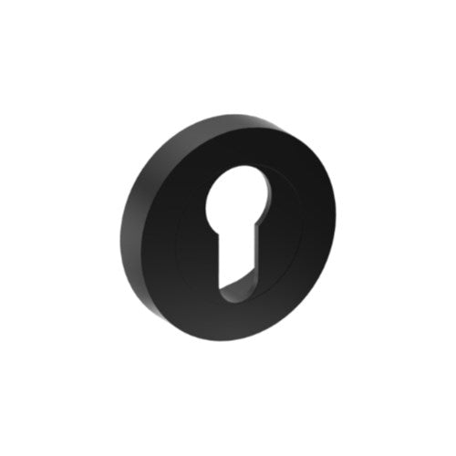 Cylinder Escutcheon, Round, Euro Punch, Stainless Steel, Ø52mm Two part 'A' type concealed fix. (Each) in Black Teflon