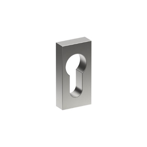 Cylinder Escutcheon, Rectangular, Euro Punch, Stainless Steel, 50 x 25mm. Concealed Fix. (Each) in Satin Stainless