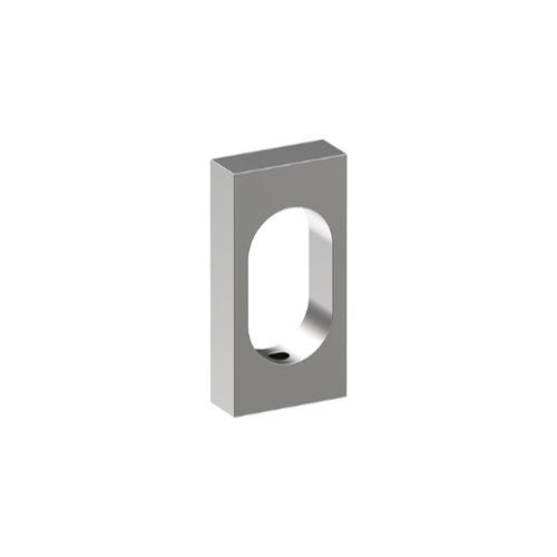 Cylinder Escutcheon, Rectangular, Oval Punch, Stainless Steel, 50 x 25mm. Concealed Fix. (Each) in Satin Stainless