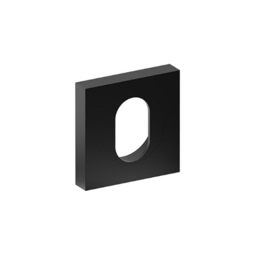 Cylinder Escutcheon, Square, Oval Punch, 52 x 52mm. Single part 'B' type concealed fix. (Each) in Black
