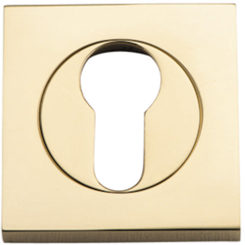 Escutcheon Euro Concealed Fix Square Pair Polished Brass H52xW52xP10mm in Polished Brass