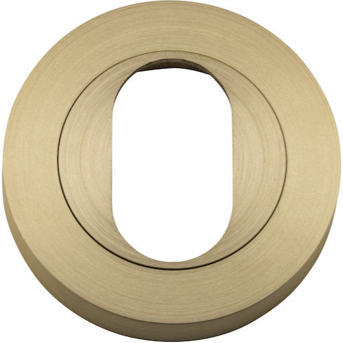 Escutcheon Oval Round Pair Brushed Brass D52xP10mm in Brushed Brass