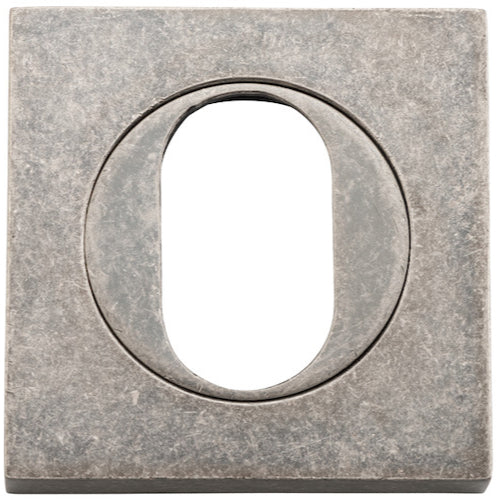 Escutcheon Oval Square Pair Distressed Nickel H52xW52xP10mm in Distressed Nickel