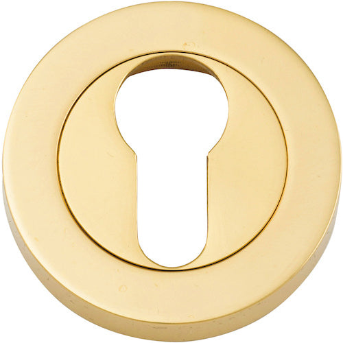 Escutcheon Euro Concealed Fix Round Pair Polished Brass D52xP10mm in Polished Brass