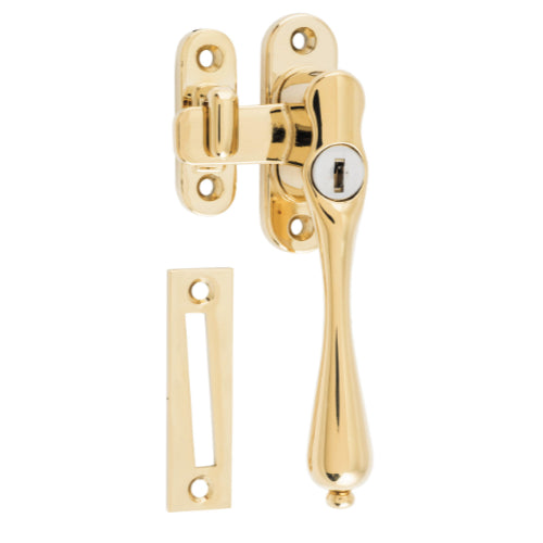 Casement Fastener Locking Teardrop Right Hand Anti-tarnish Brass W28xP34mm Drop 115mm in Anti-tarnish Brass