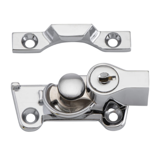 Sash Fastener Locking Wide Base Zinc Alloy Chrome Plated L64xW38xH30mm in Chrome Plated